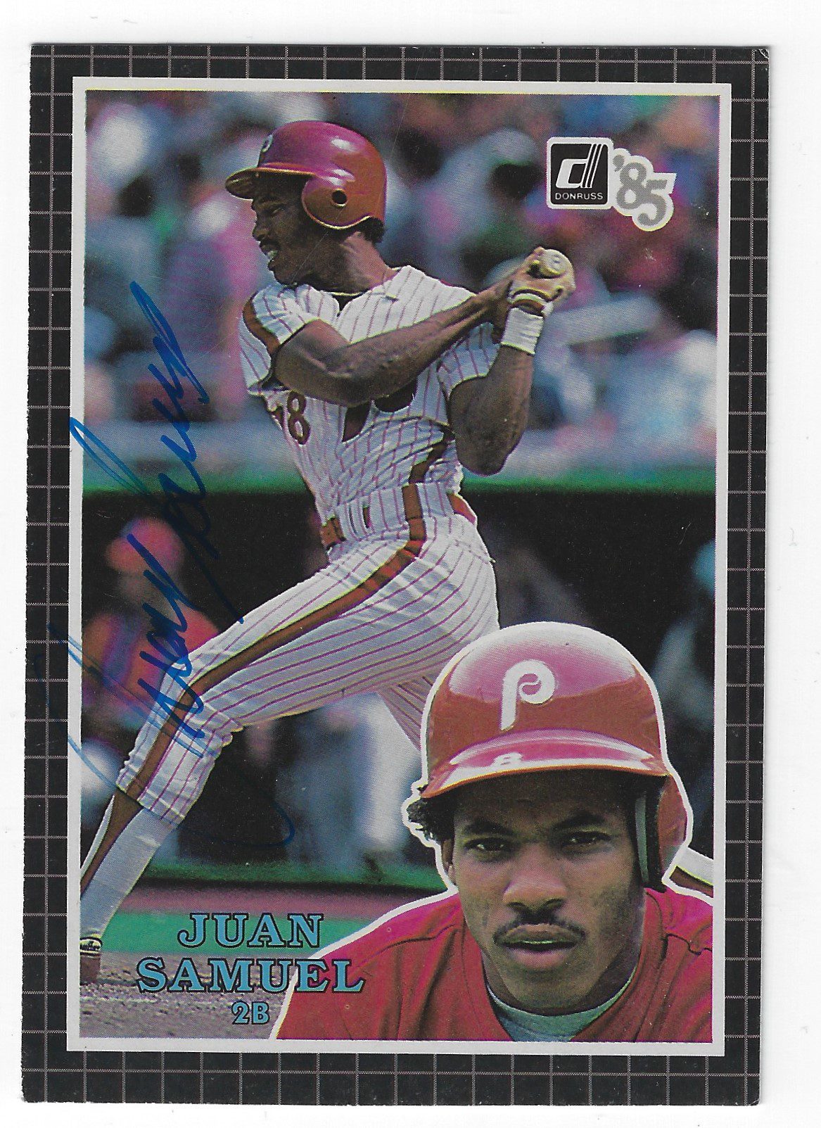 Autographed Juan Samuel Phillies 1985 Donruss Action All Star card #56 w/ COA
