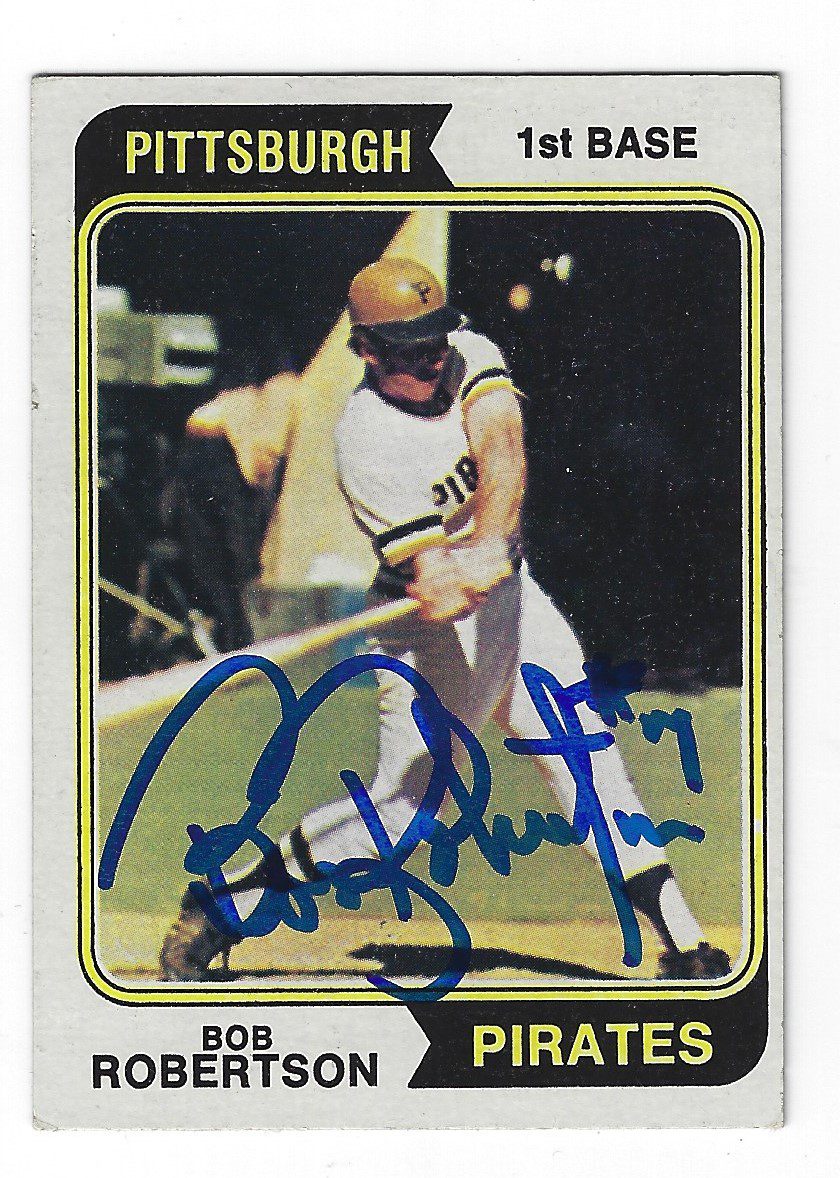 Autographed BOB ROBERTSON Pittsburgh Pirates 1974 Topps  Card