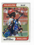 Autographed WILLIE MONTANEZ Philadelphia Phillies 1974 Topps  Card