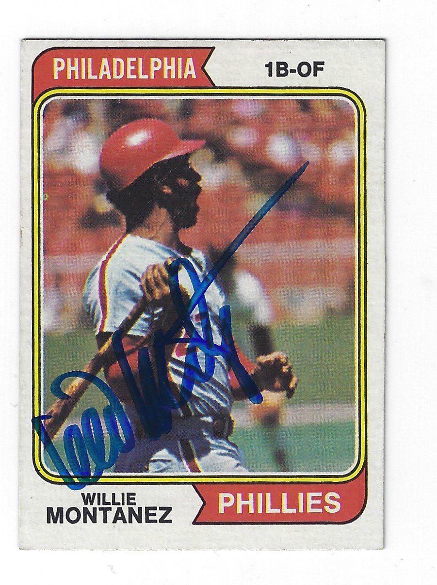 Autographed WILLIE MONTANEZ Philadelphia Phillies 1974 Topps  Card