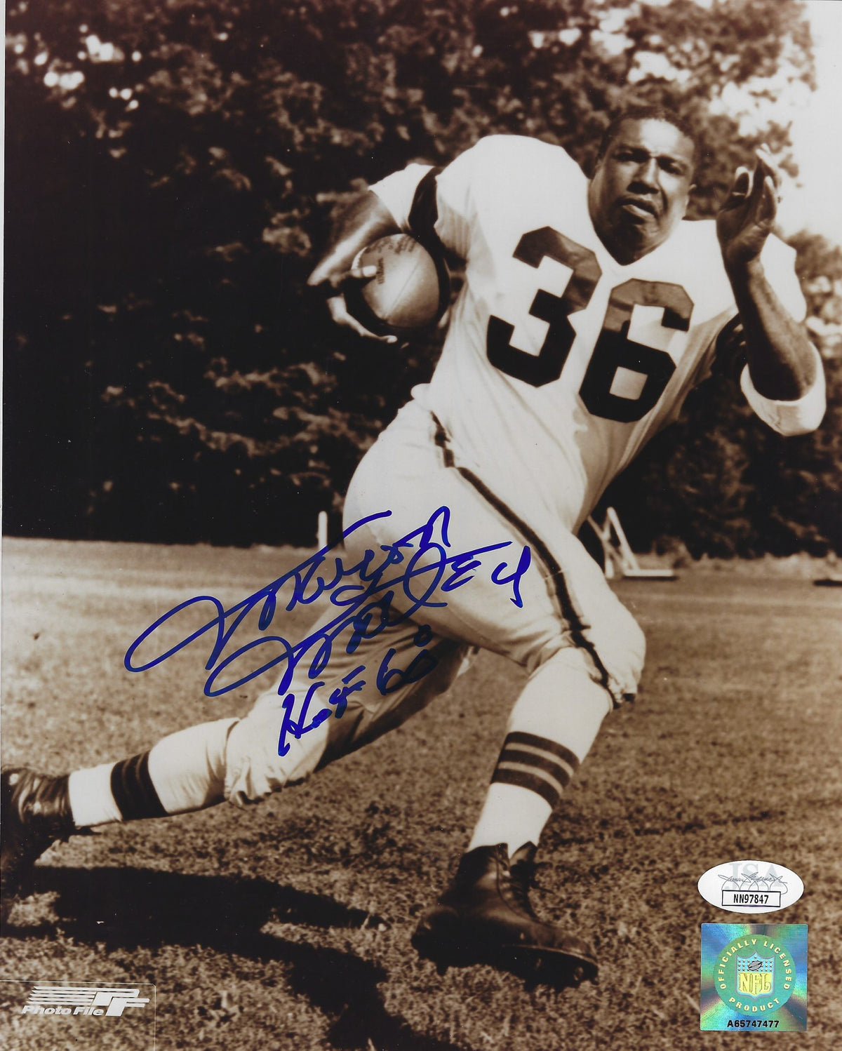 Autographed MARION MOTLEY 8x10 Cleveland Browns photo with JSA COA