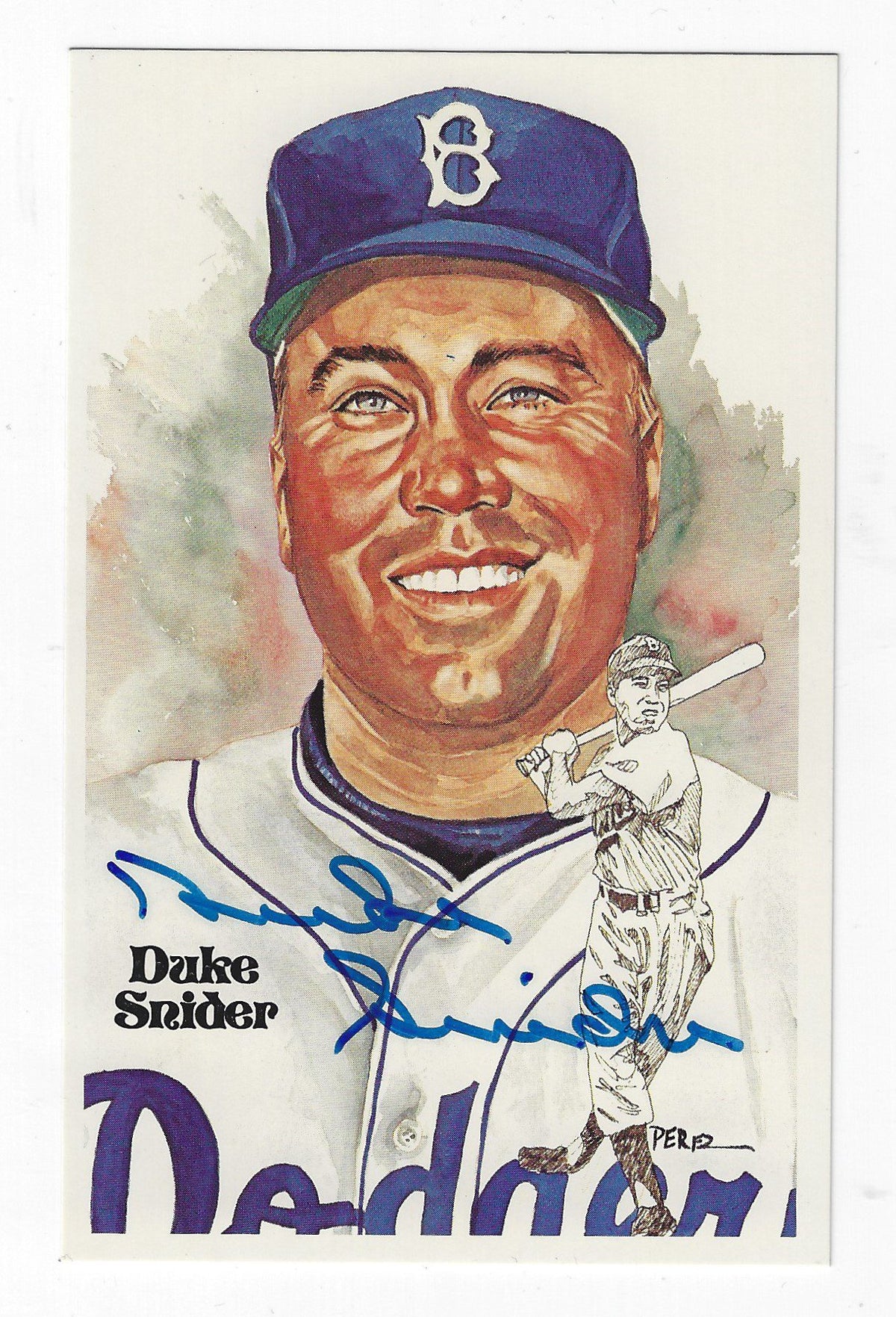 Autographed DUKE SNIDER Brooklyn Dodgers Perez-Steele Post Card