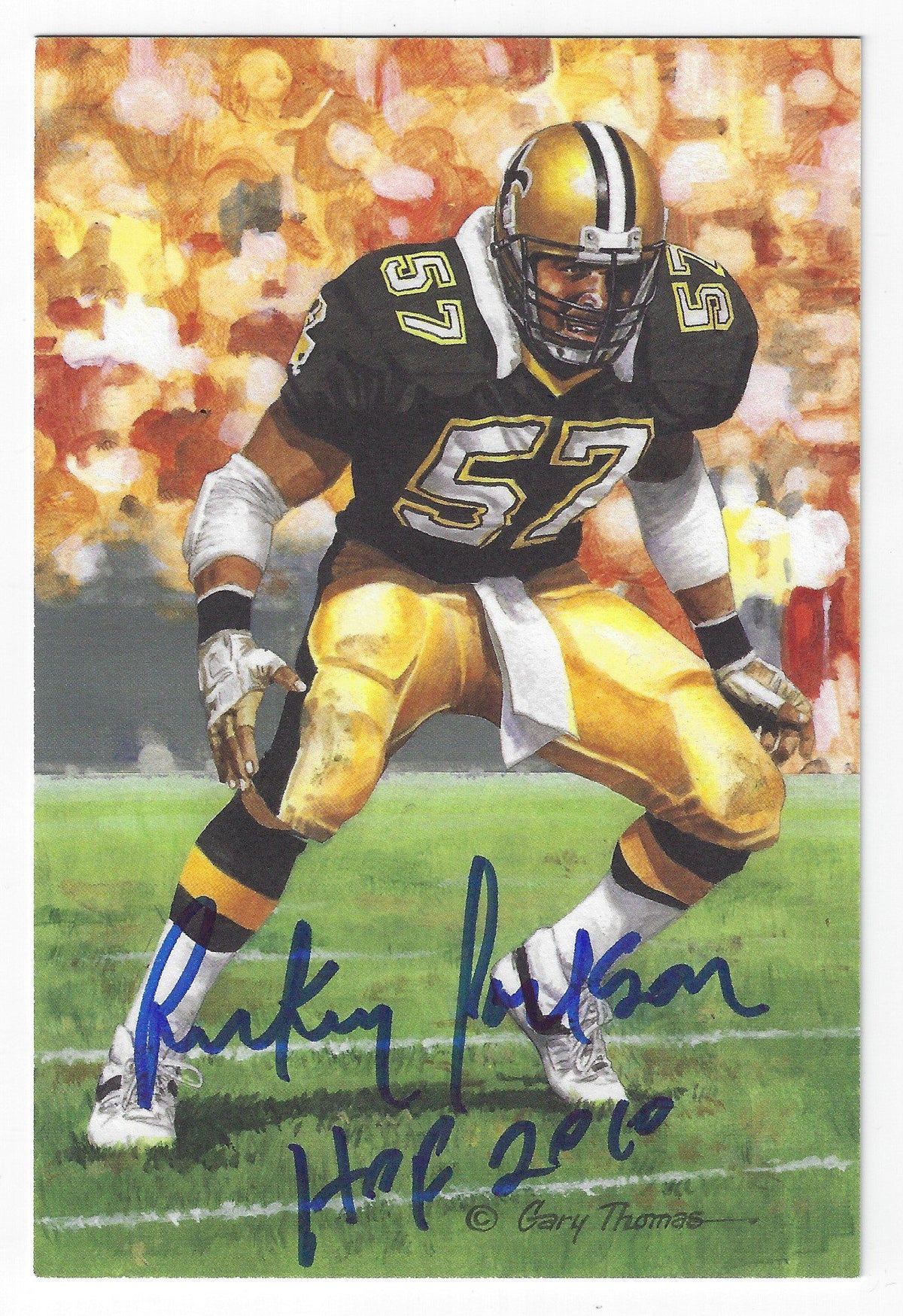 Autographed Rickey Jackson Goal Line Art Card