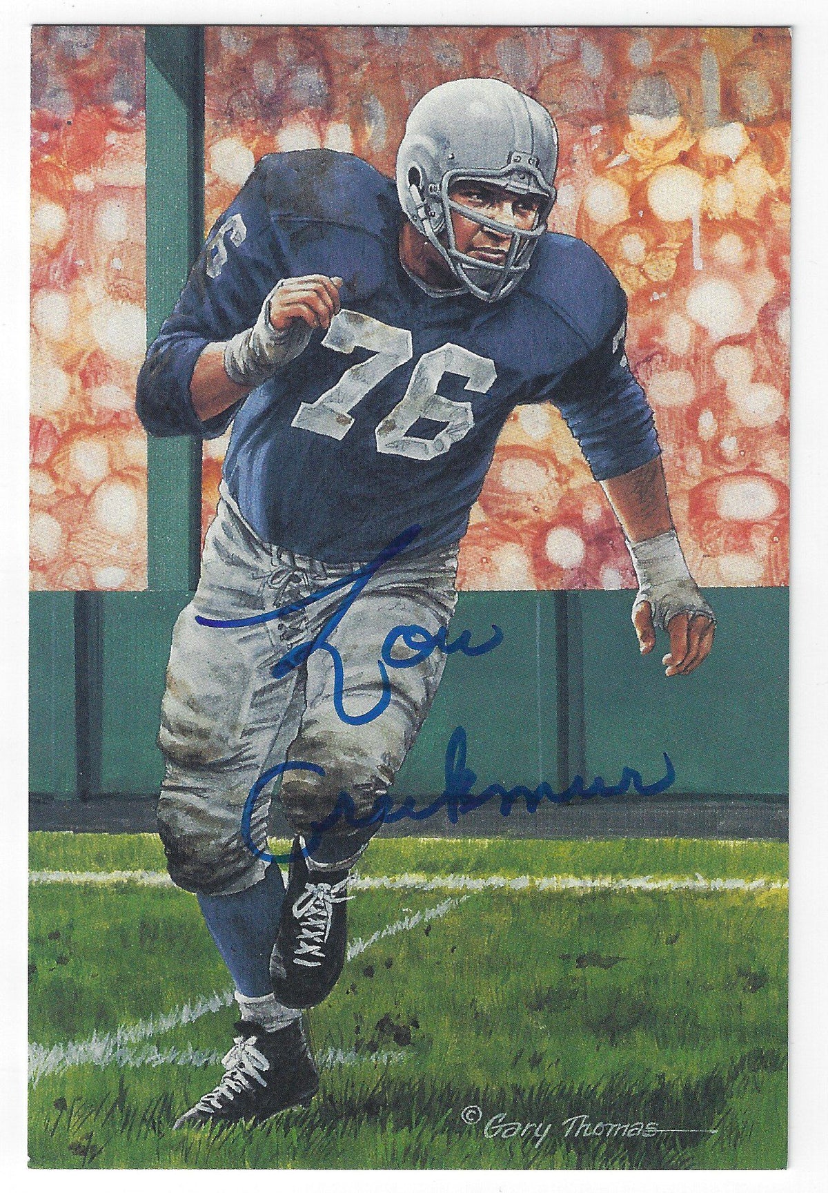 Autographed Lou Creekmur Goal Line Art Card