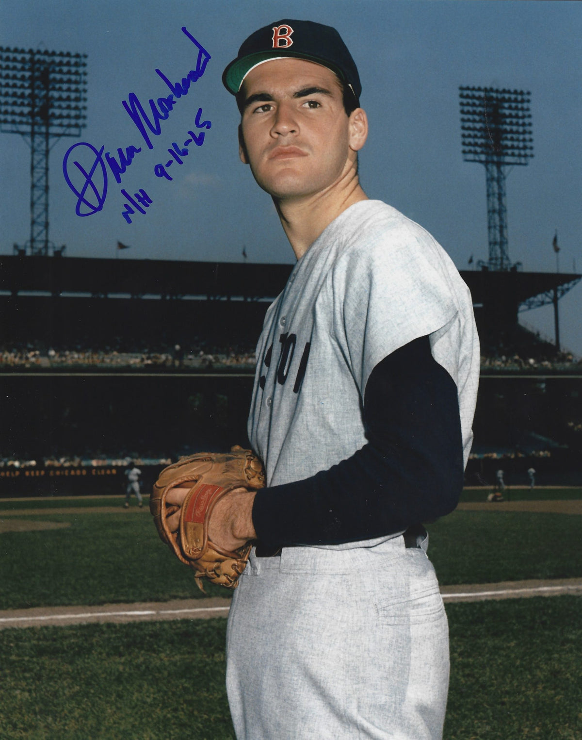 AUTOGRAPHED DAVE MOREHEAD "N/H 9/16/65" 8X10 Boston Red Sox photo