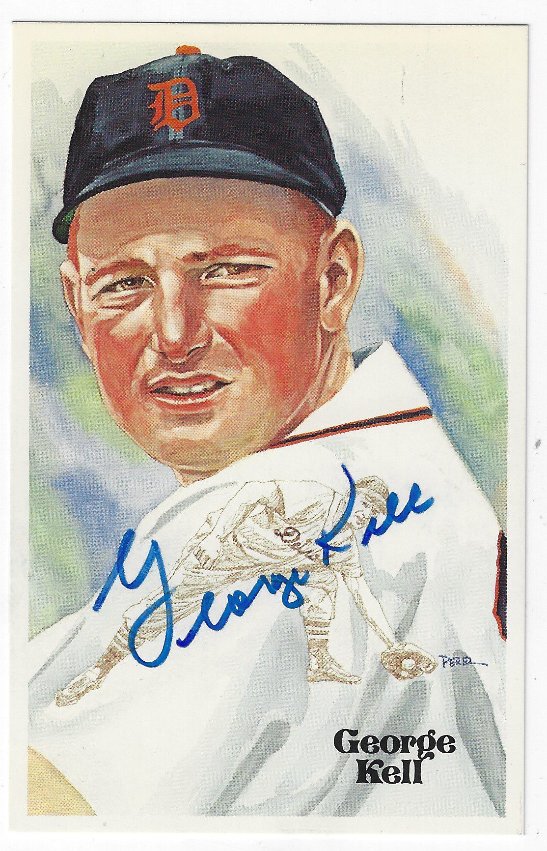 Autographed GEORGE KELL Detroit Tigers Perez-Steele Post Card