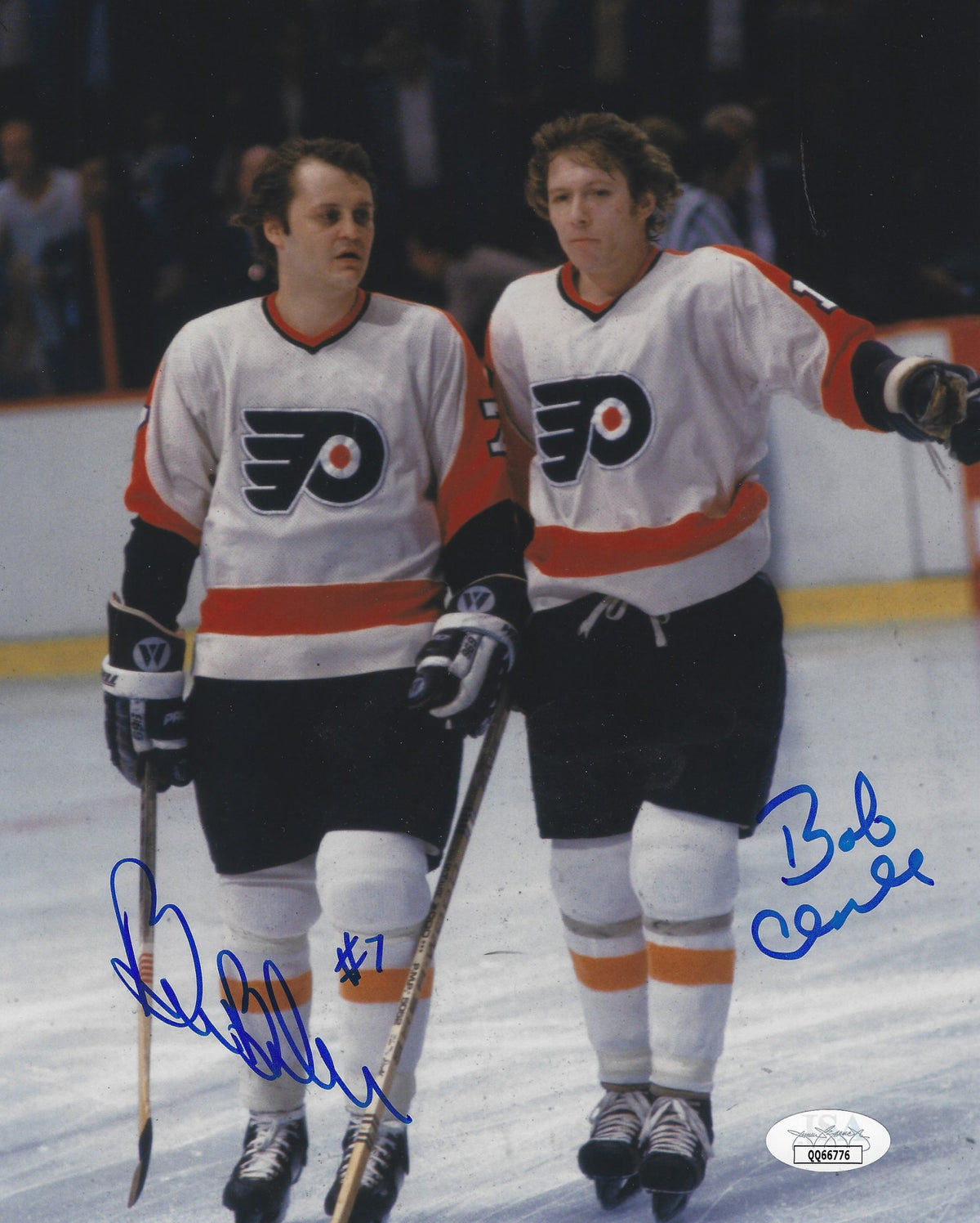 Autographed  Bobby Clarke & Bill Barber 8X10 photo - Philadelphia Flyers JSA