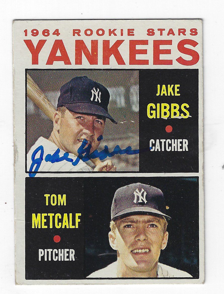 Autographed JAKE GIBBS 1964 Topps Card