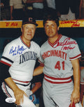 Autographed  TOM SEAVER Cincinnati Reds &amp;  BOB FELLER Cleveland Indians 8X10 Photo JSA