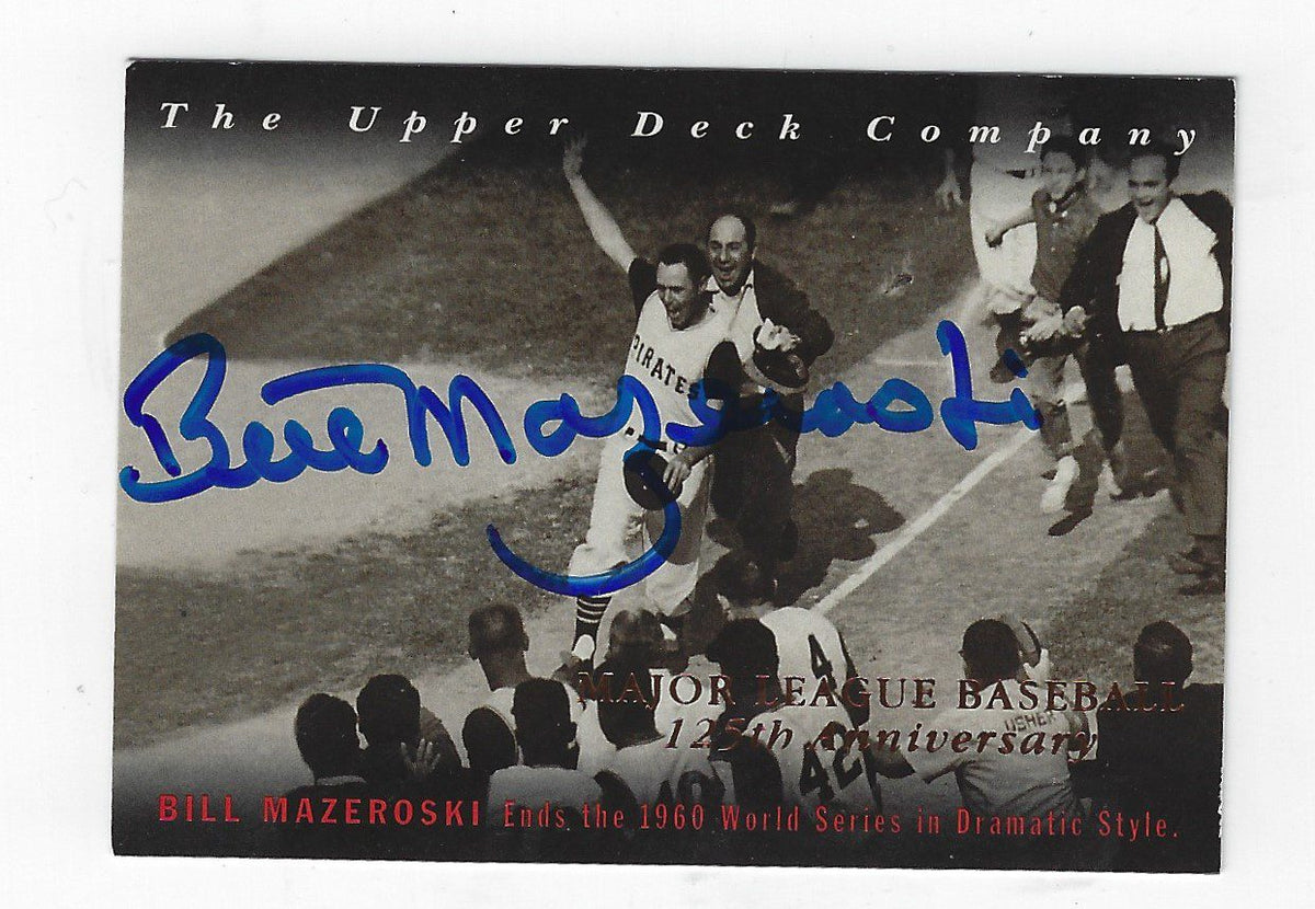 Autographed BILL MAZEROSKI 1994 UPPER DECK HEROES Pittsburgh Pirates Card #8