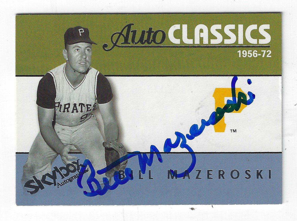 Autographed BILL MAZEROSKI 2004 SKYBOX Autographics Auto Classic Pittsburgh Pirates Card #4