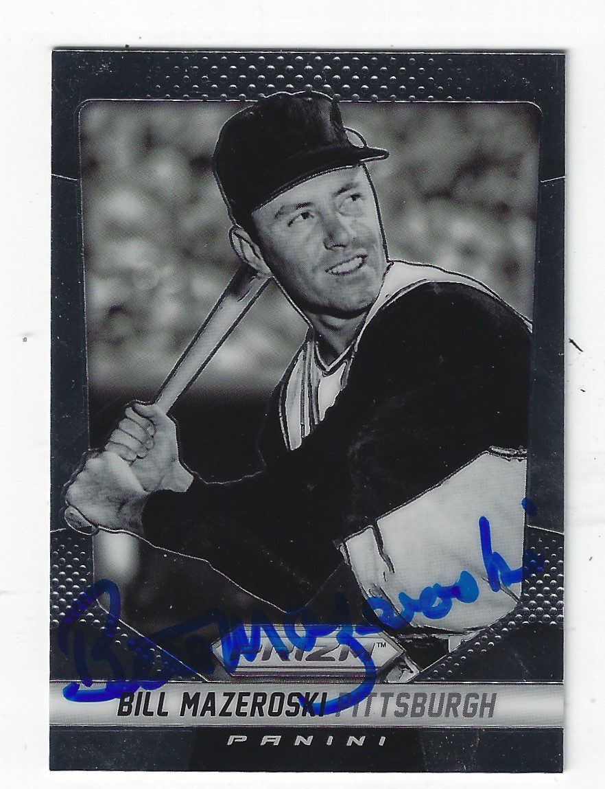 Autographed BILL MAZEROSKI 2014 Panini Prizm Pittsburgh Pirates Card #160