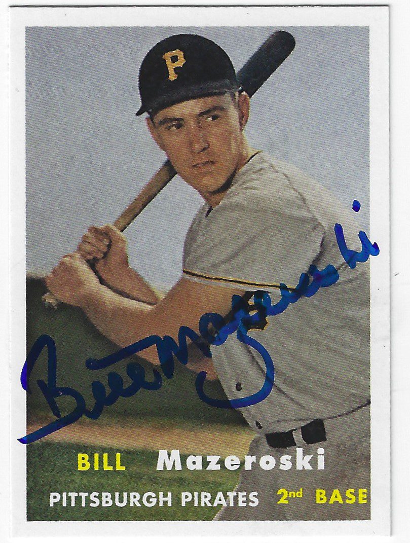Autographed BILL MAZEROSKI 2016 Topps Archives Pittsburgh Pirates Card #A65-BM