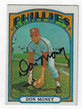 Autographed DON MONEY 1972 Topps Card