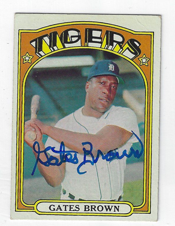 Autographed Gates Brown Detroit Tigers 1972 TOPPS card #187