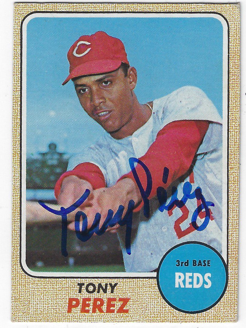 Autographed TONY PEREZ 1968 Topps Card