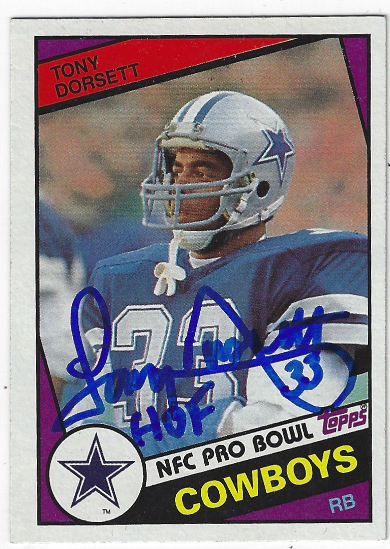 Autographed TONY DORSETT Dallas Cowboys 1984 Topps Card