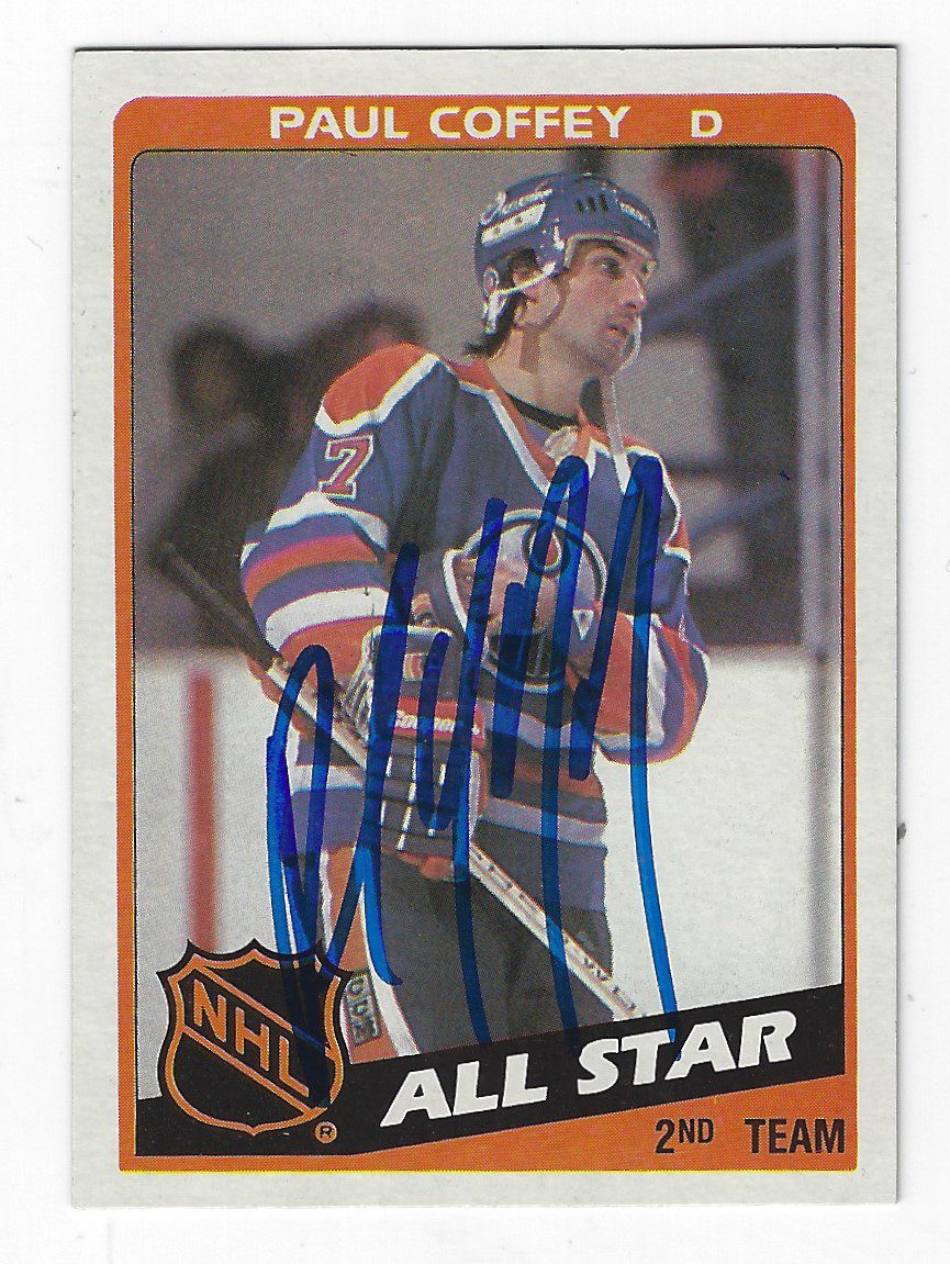 Autographed 1984-85 Topps PAUL COFFEY Edmonton Oilers Hockey Card #163