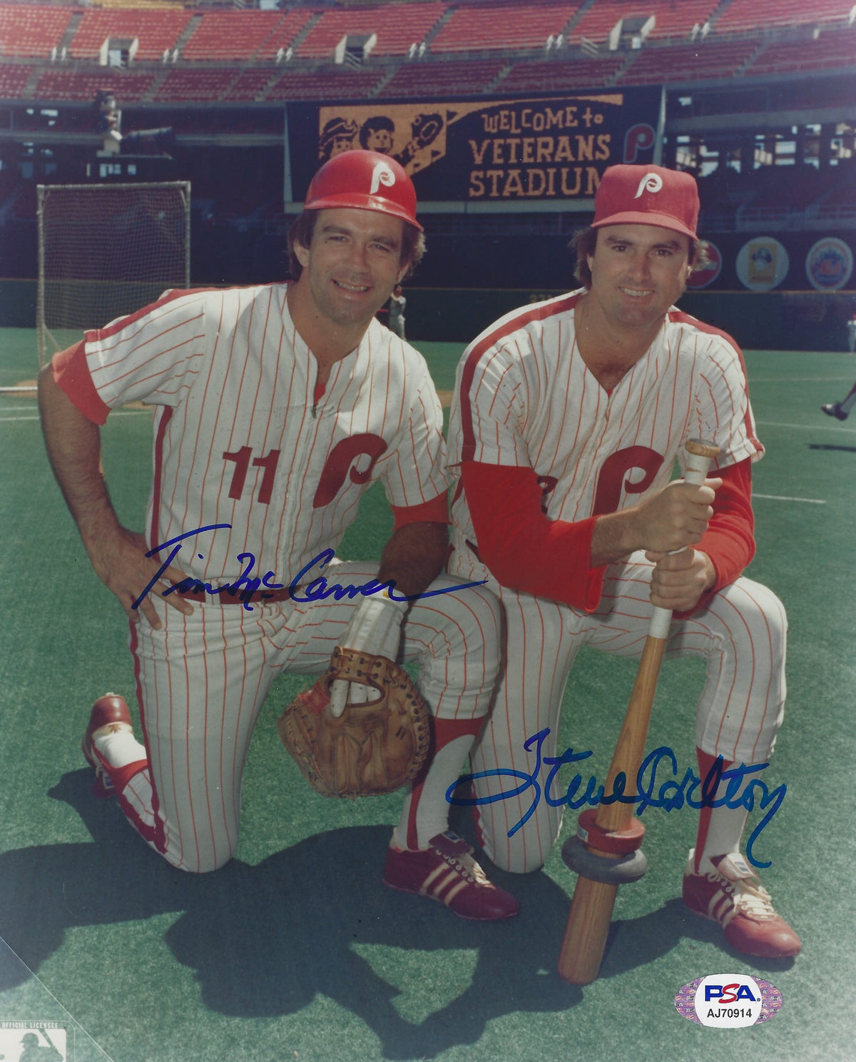 Autographed TIM MCCARVER & STEVE CARLTON 8X10 PHILADELPHIA PHILLIES photo PSA