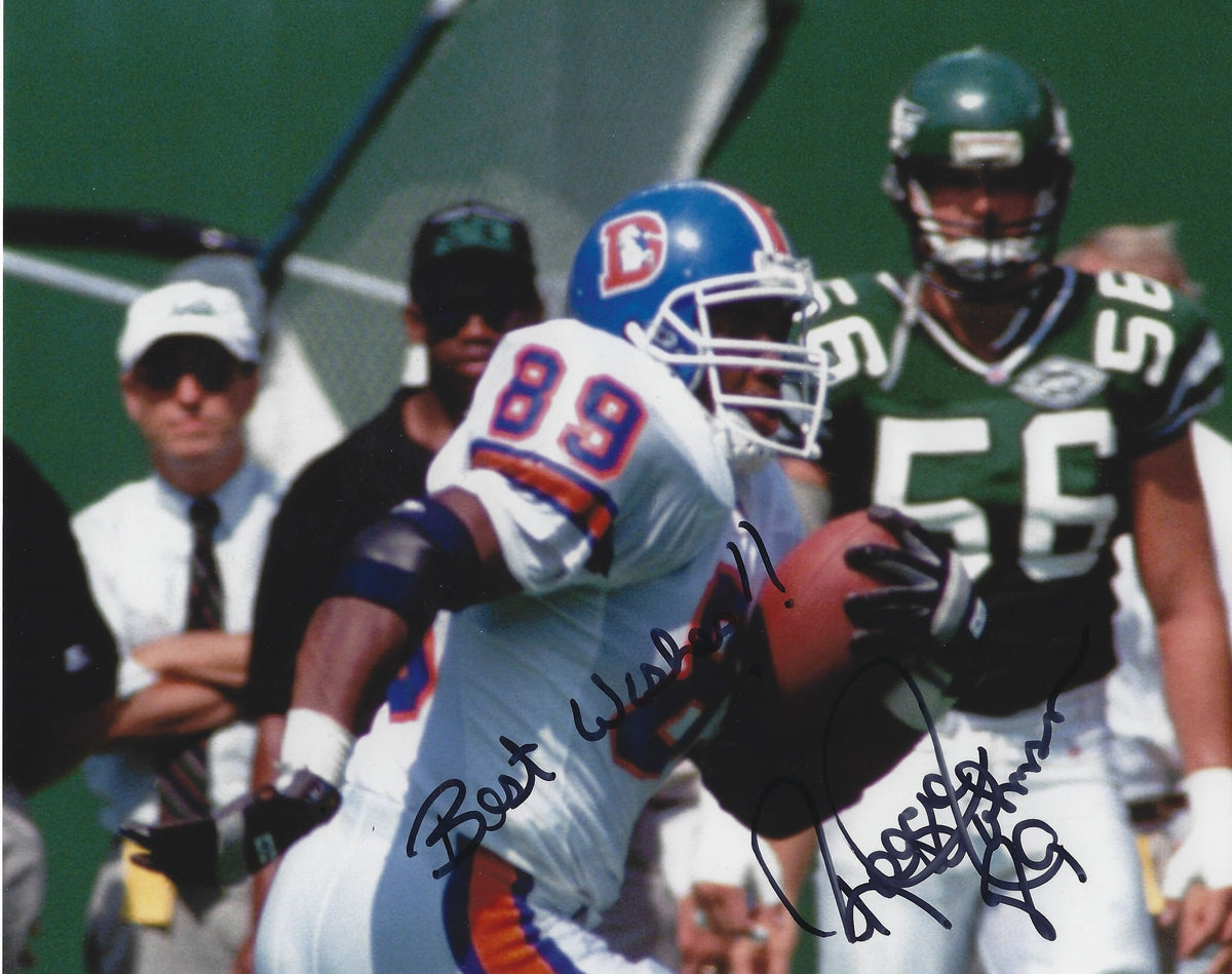 Autographed REGGIE JOHNSON 8X10 Denver Broncos Photo