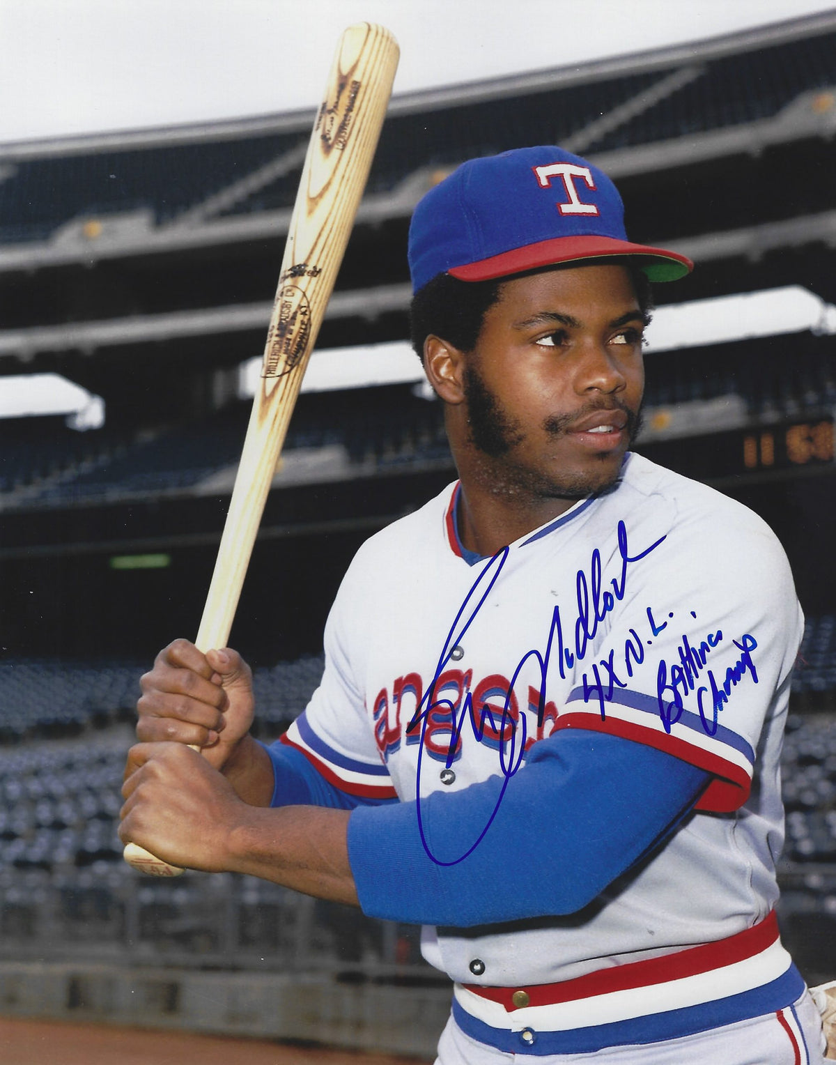 AUTOGRAPHED  BILL MADLOCK "4x BC" 8X10 Texas Rangers Photo