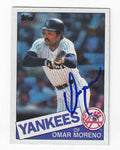 Autographed OMAR MORENO 1985 Topps Card