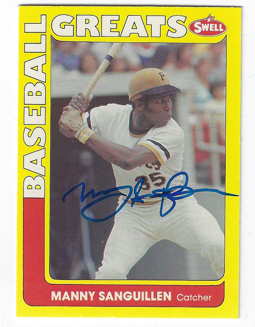 Autographed MANNY SANGUILLEN 1990 Swell Baseball Great Card