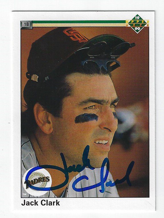 Autographed JACK CLARK 1990 Upper Deck Card