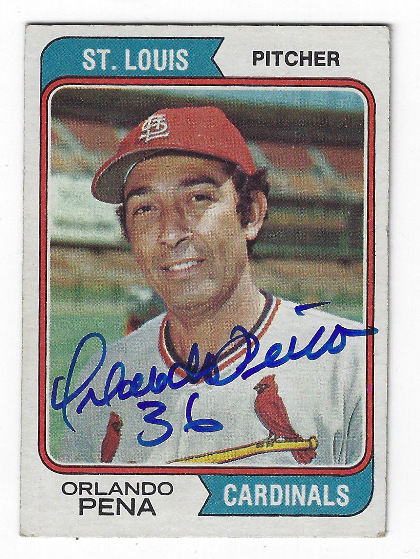 Autographed ORLANDO PENA 1974 Topps Card