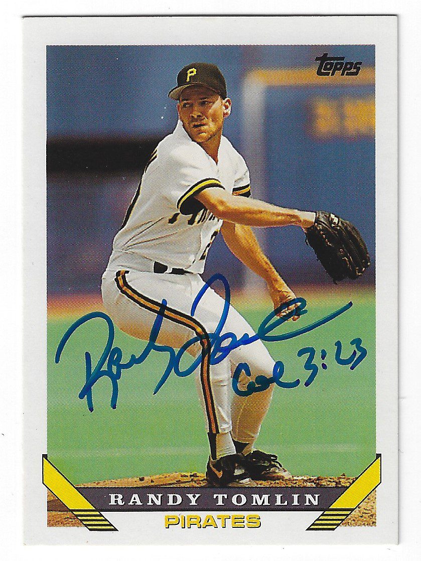 Autographed RANDY TOMLIN 1993 Topps Card