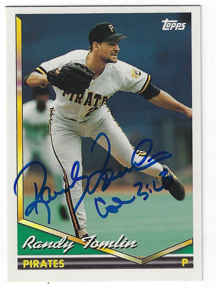 Autographed RANDY TOMLIN 1994 Topps Card