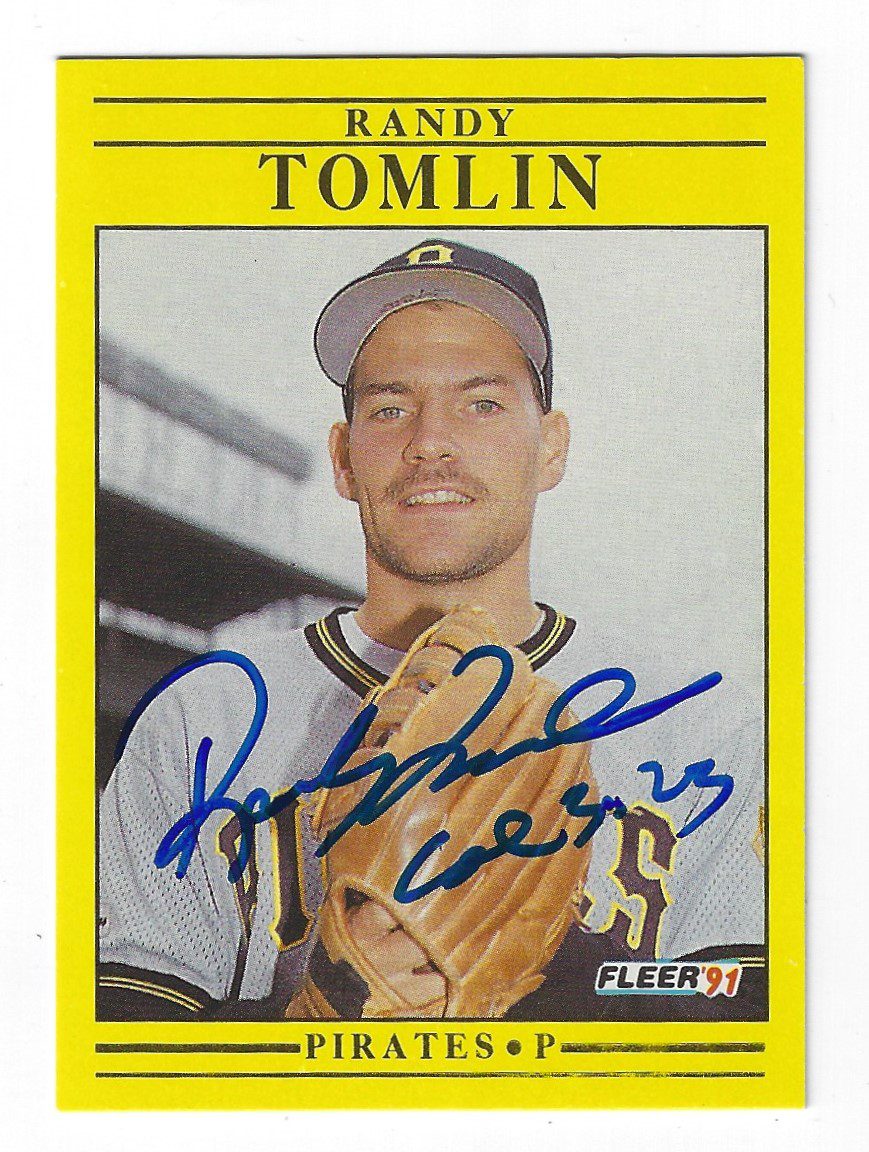 Autographed RANDY TOMLIN 1991 Fleer Card