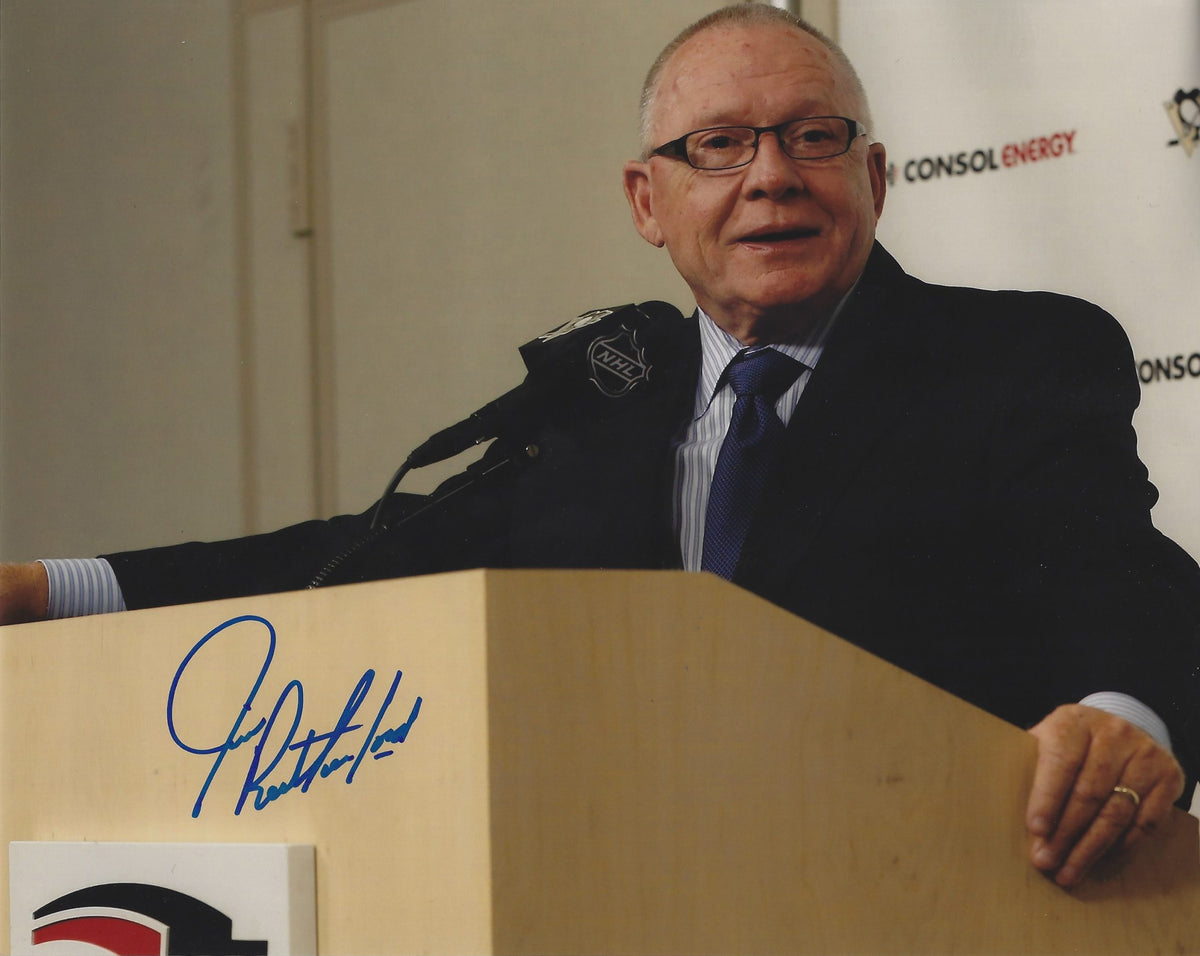 Autographed JIM RUTHERFORD 8x10 Pittsburgh Penguins Photo
