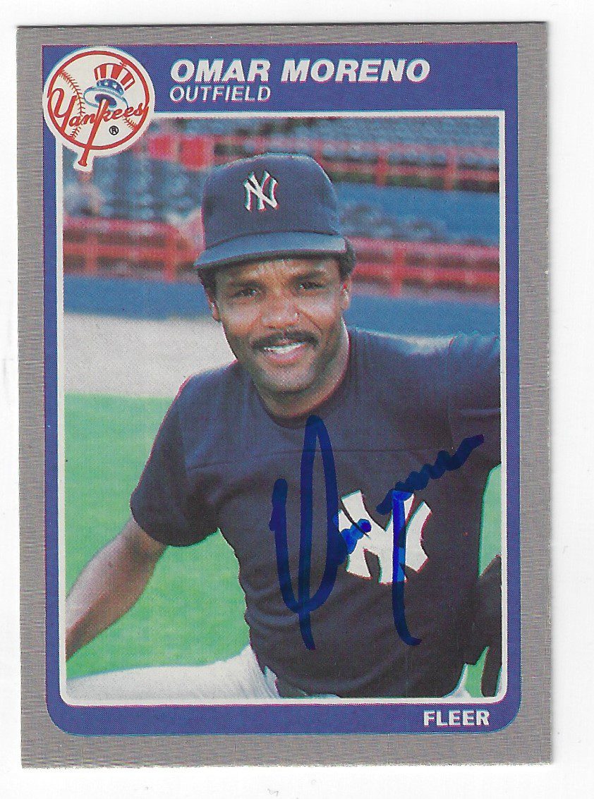 Autographed OMAR MORENO 1985 Fleer Card