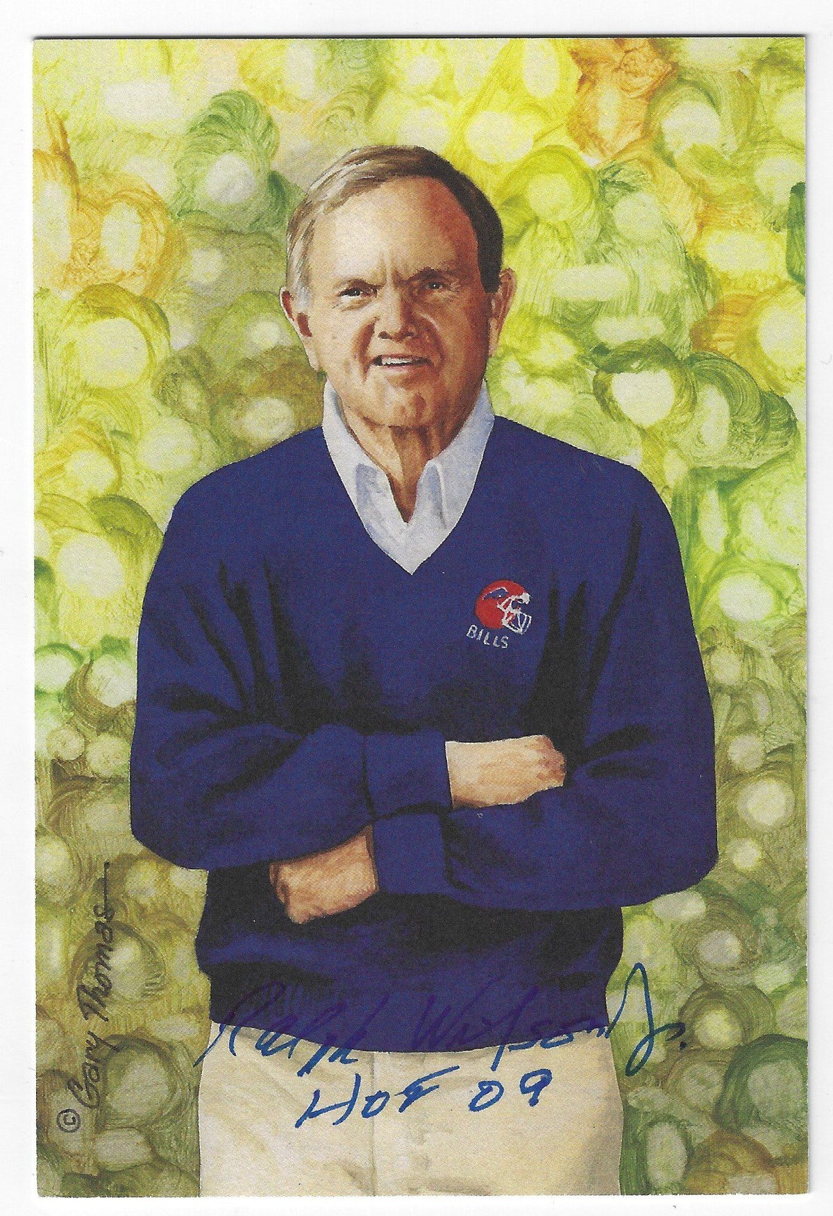 Autographed Ralph Wilson Goal Line Art Card
