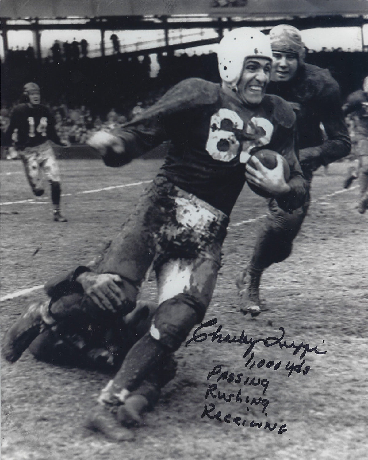 Autographed CHARLEY TRIPPI "1,000 yds" 8X10 Chicago Cardinals Photo