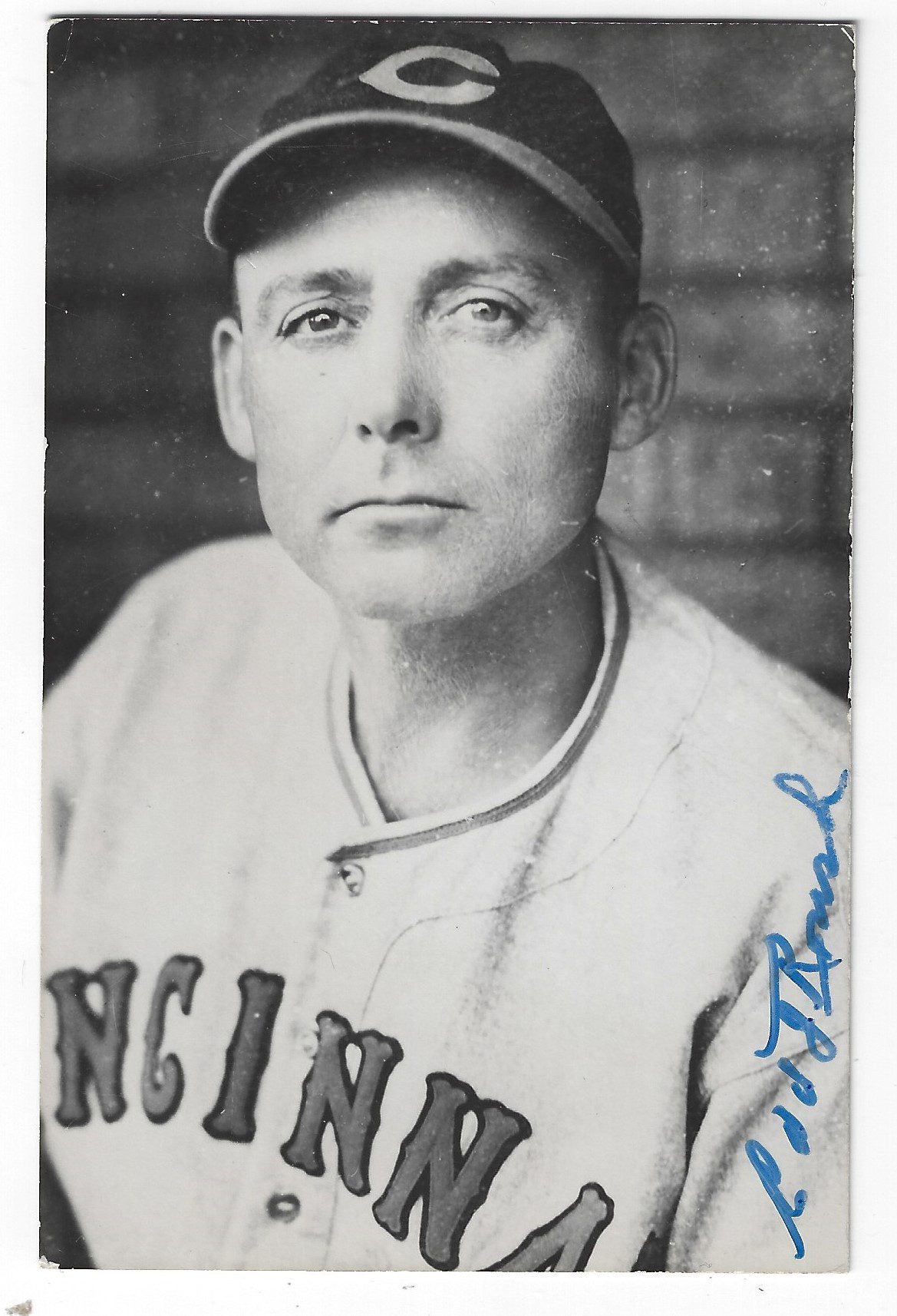 Autographed EDD ROUSH Cincinnati Reds BxW Rowe Post Card