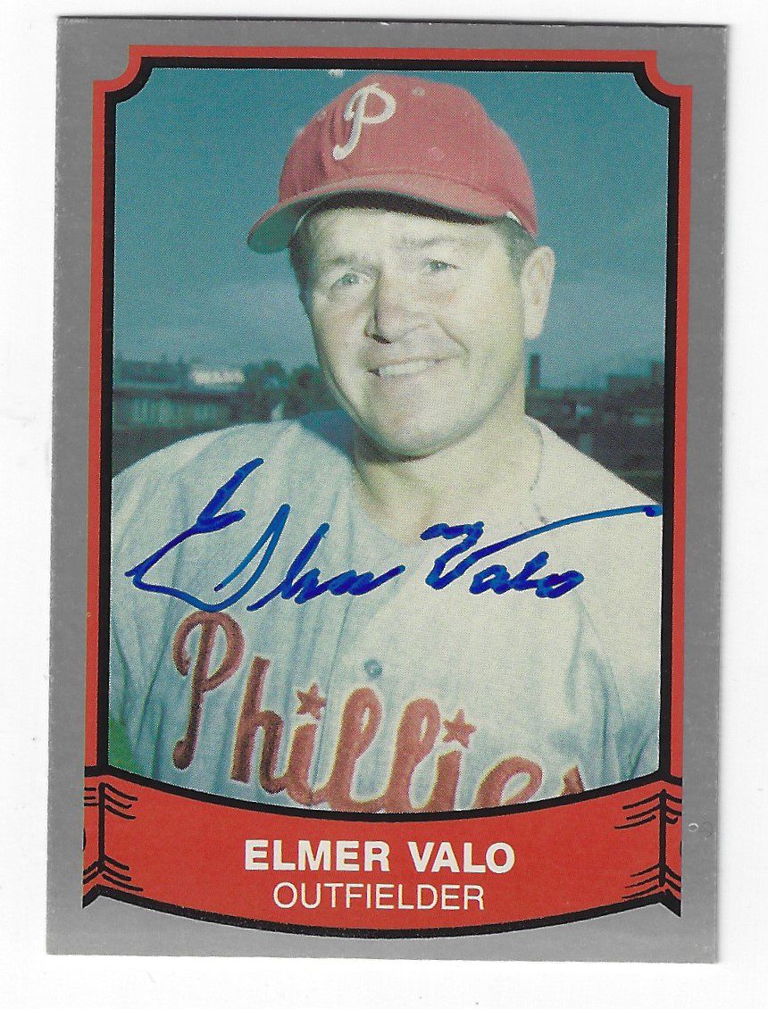 Autographed  ELMER VALO Philadelphia Phillies 1989 Pacific Legends Card