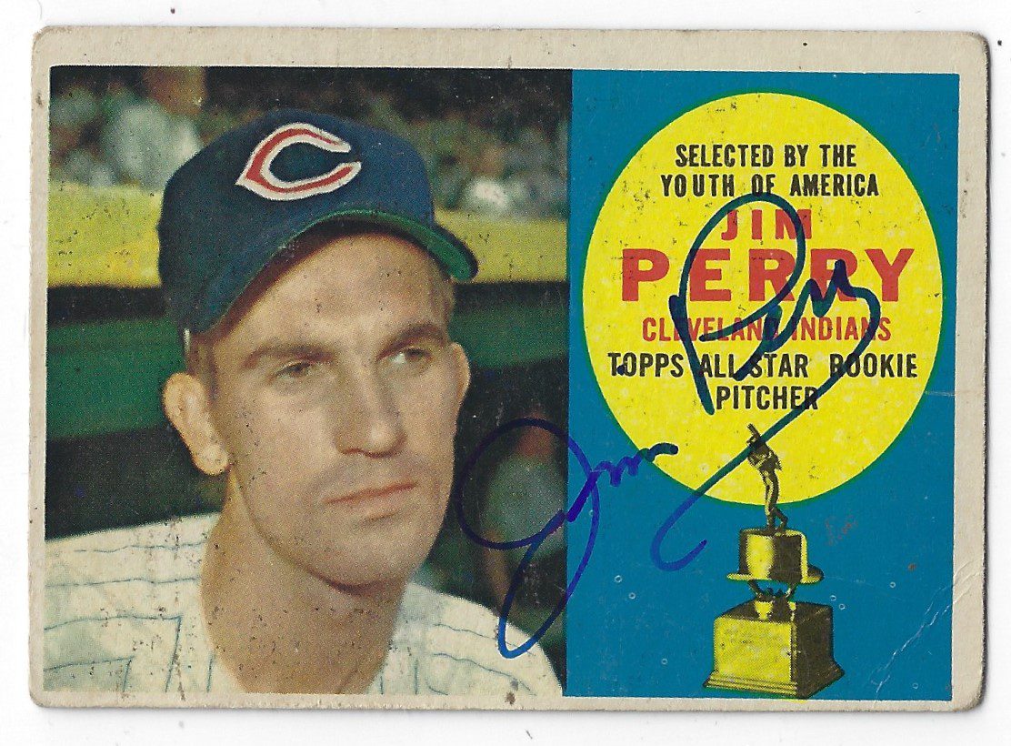Autographed JIM PERRY 1960 Topps Card