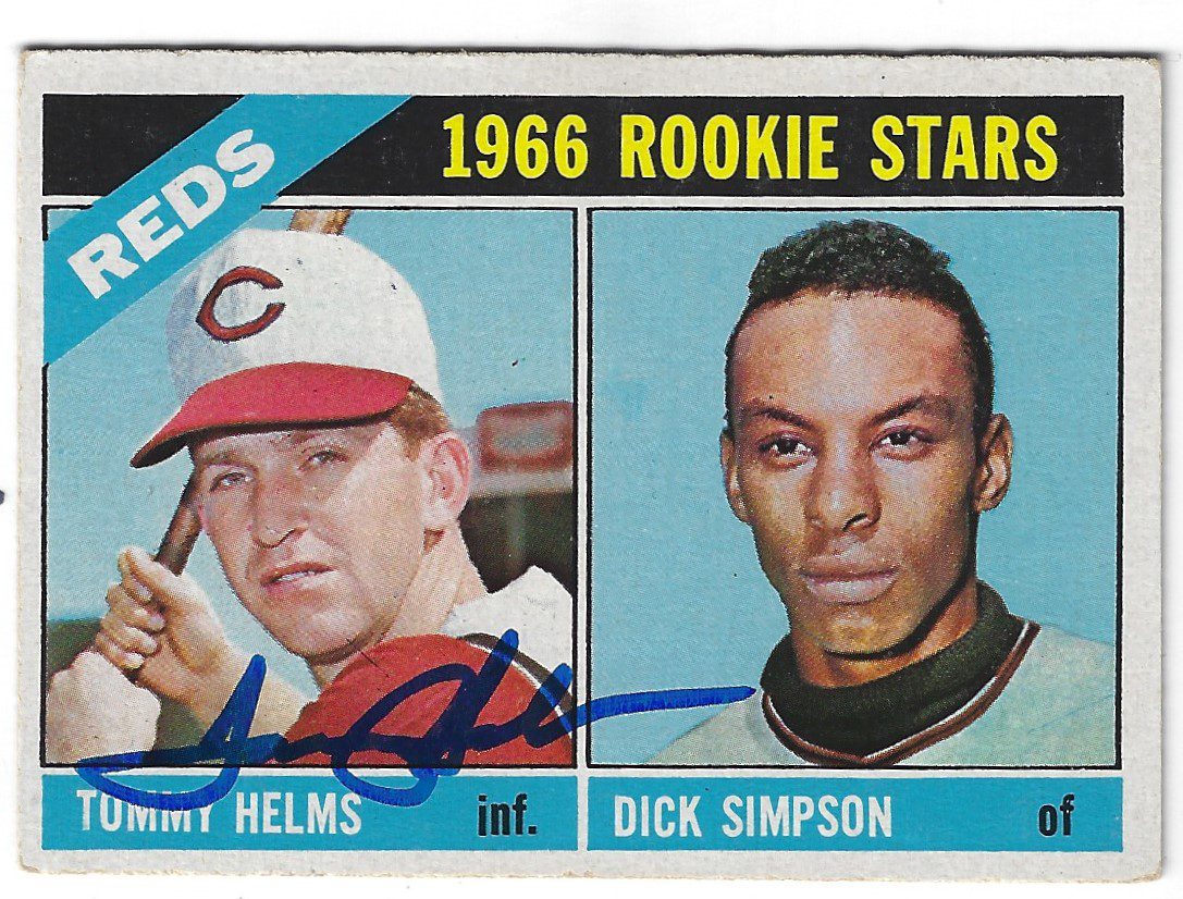 Autographed TOMMY HELMS 1966 Topps Card