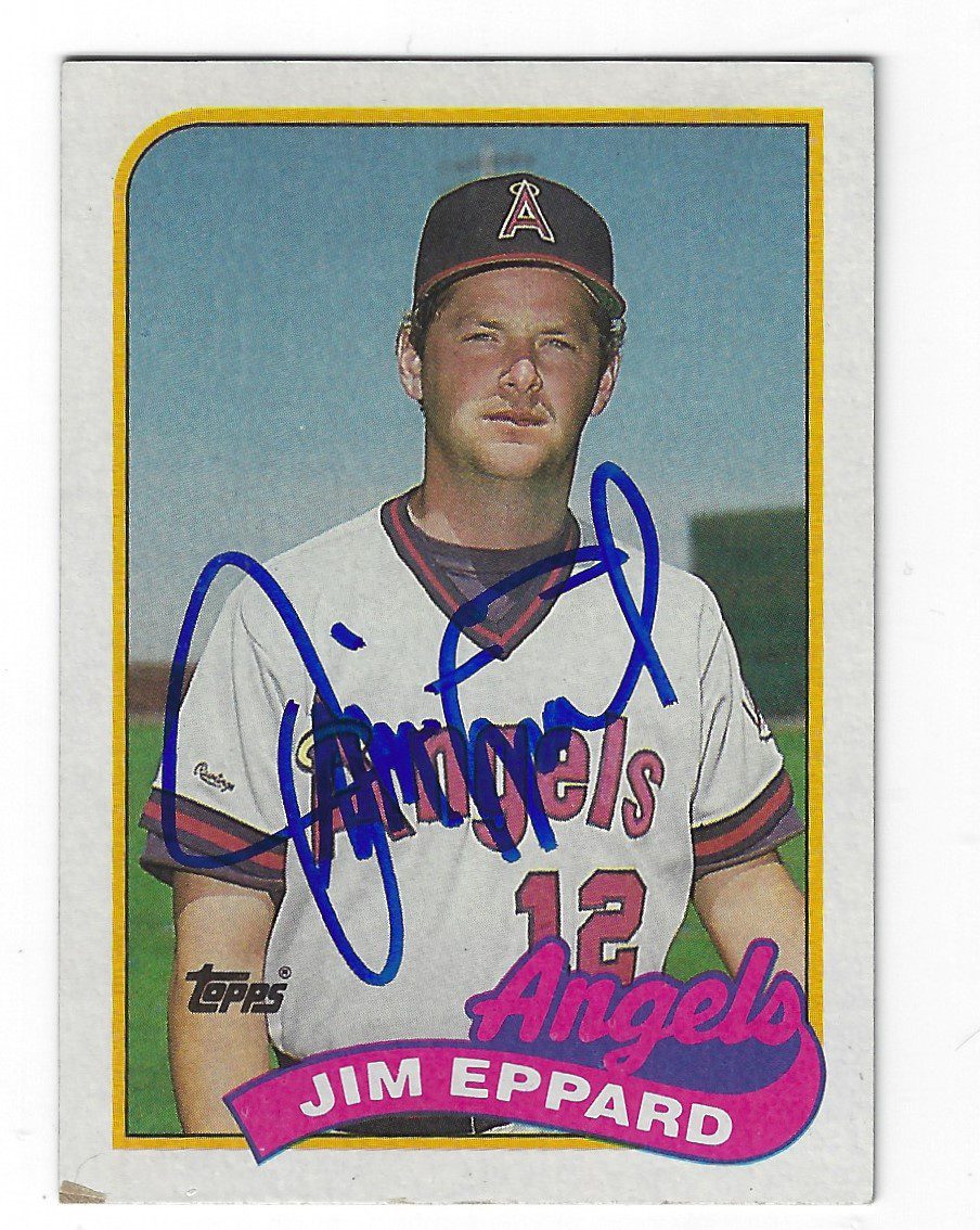 Autographed JIM EPPARD California Angels 1989 Topps Card