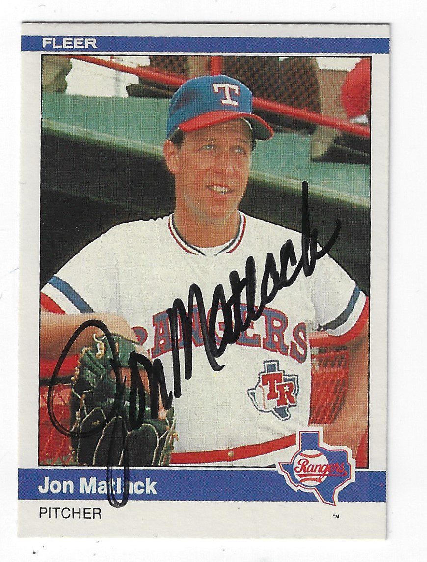 Autographed JON MATLACK Texas Rangers 1984 Fleer Card