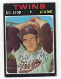 Autographed BILL ZEPP 1971 Topps Card