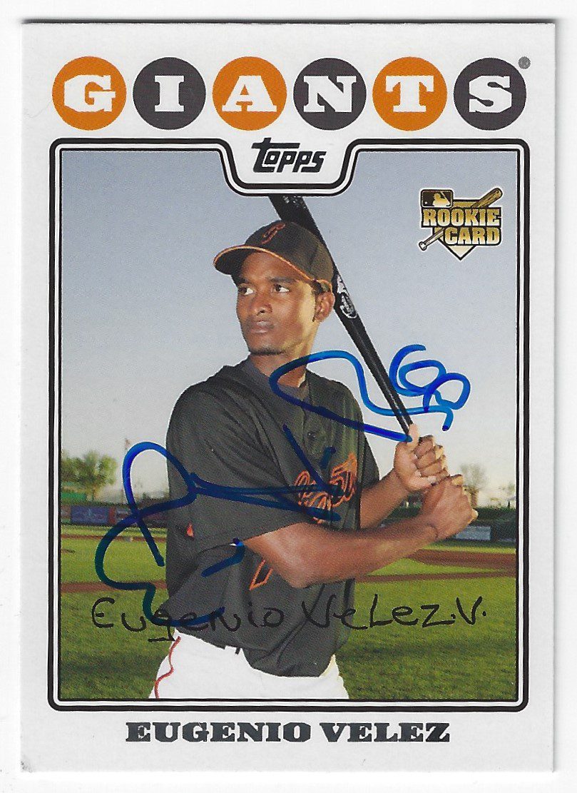 Autographed EUGENIO VELEZ 2008 Topps card