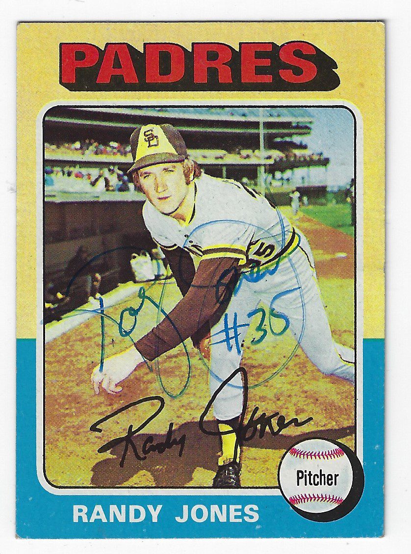 Autographed RANDY JONES San Diego Padres 1975 Topps Card