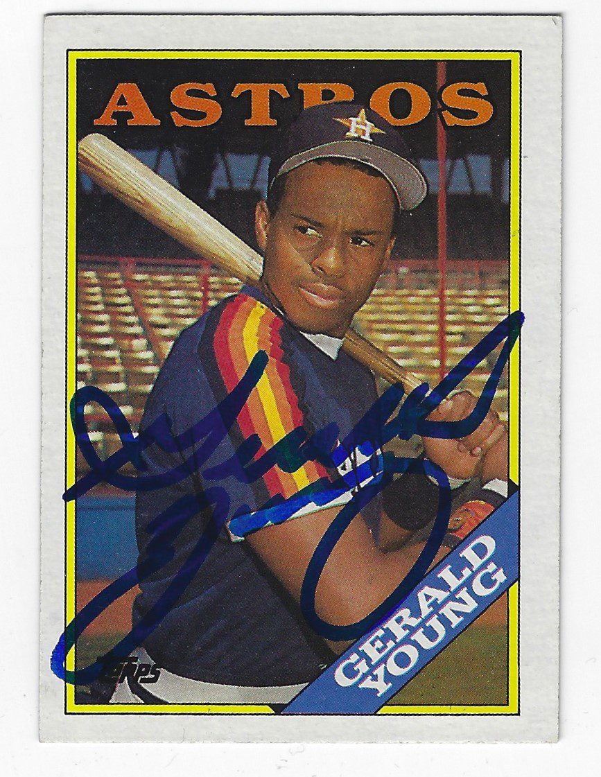Autographed GERALD YOUNG Houston Astros 1988 Topps card