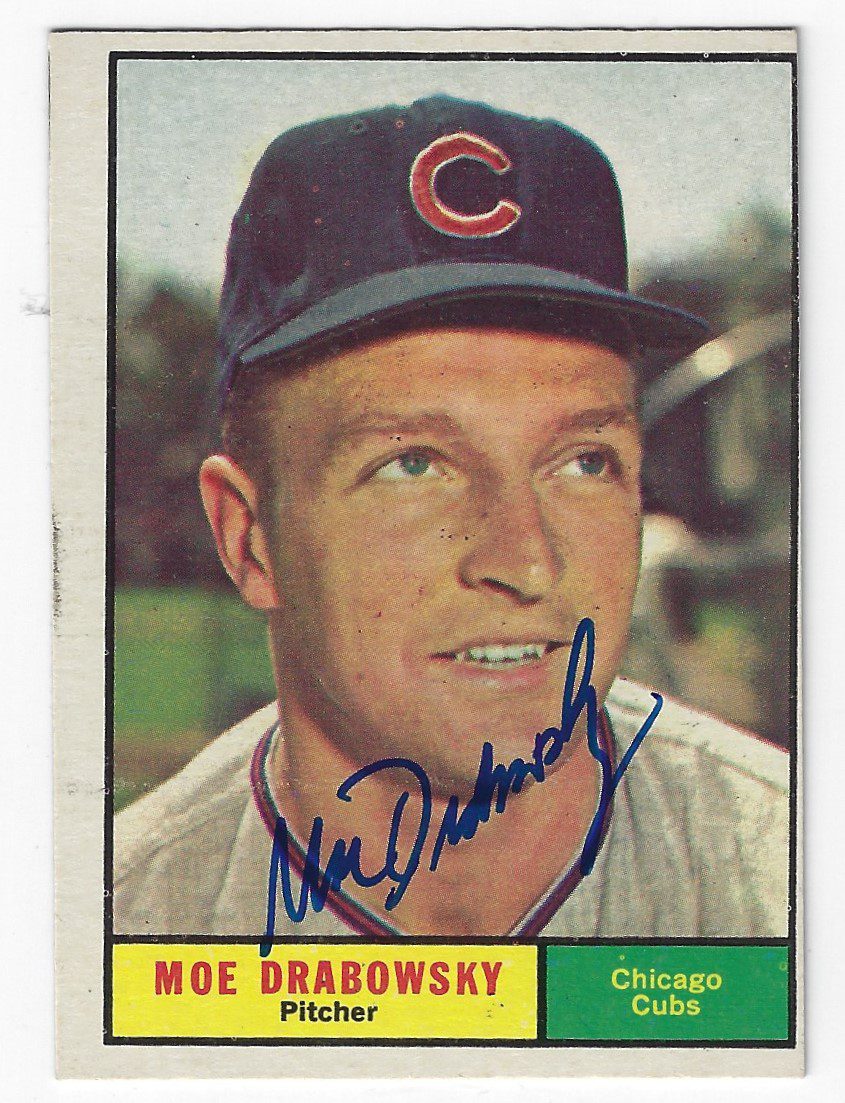 Autographed MOE DRABOWSKY 1961 TOPPS Card