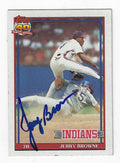 Autographed JERRY BROWNE Cleveland Indians 1991 Topps Card