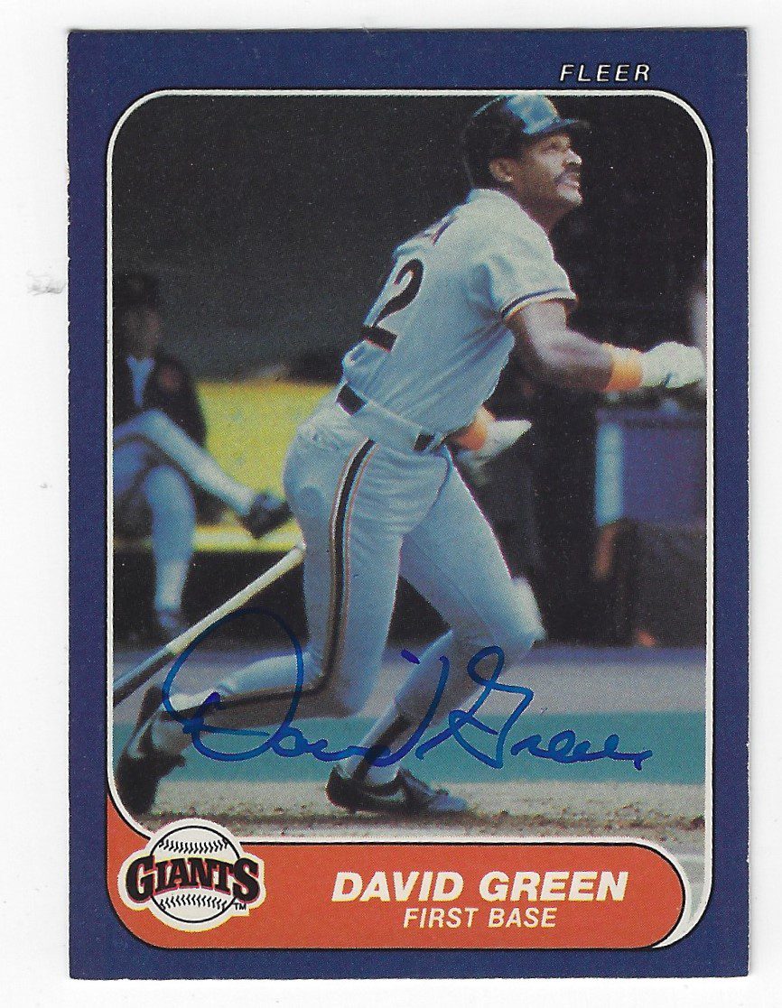 Autographed DAVID GREEN 1986 Fleer Card
