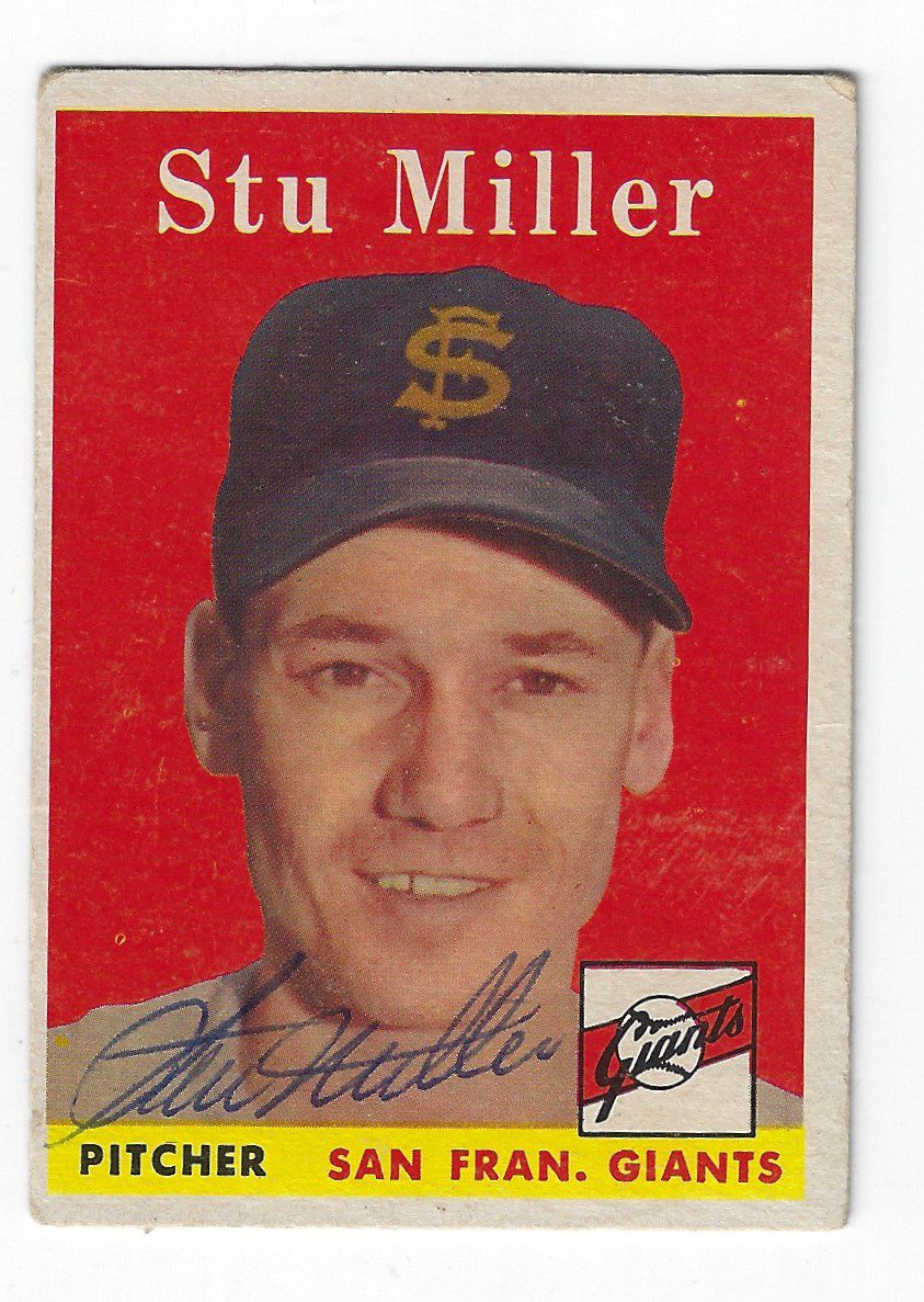 Autographed STU MILLER San Francisco Giants 1958 Topps Card